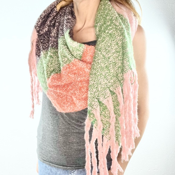 SHIRALEAH |🧣Earthy Tones Striped Color Block Super Soft Fringe Wnds Scarf Wrap - Picture 4 of 8